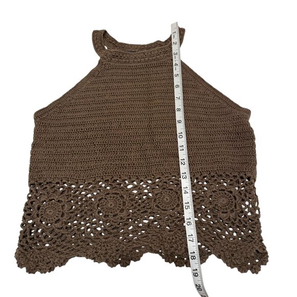 Francesca Blue Rain Crochet Green Sleeveless Tank Top Size M - Picture 5 of 7